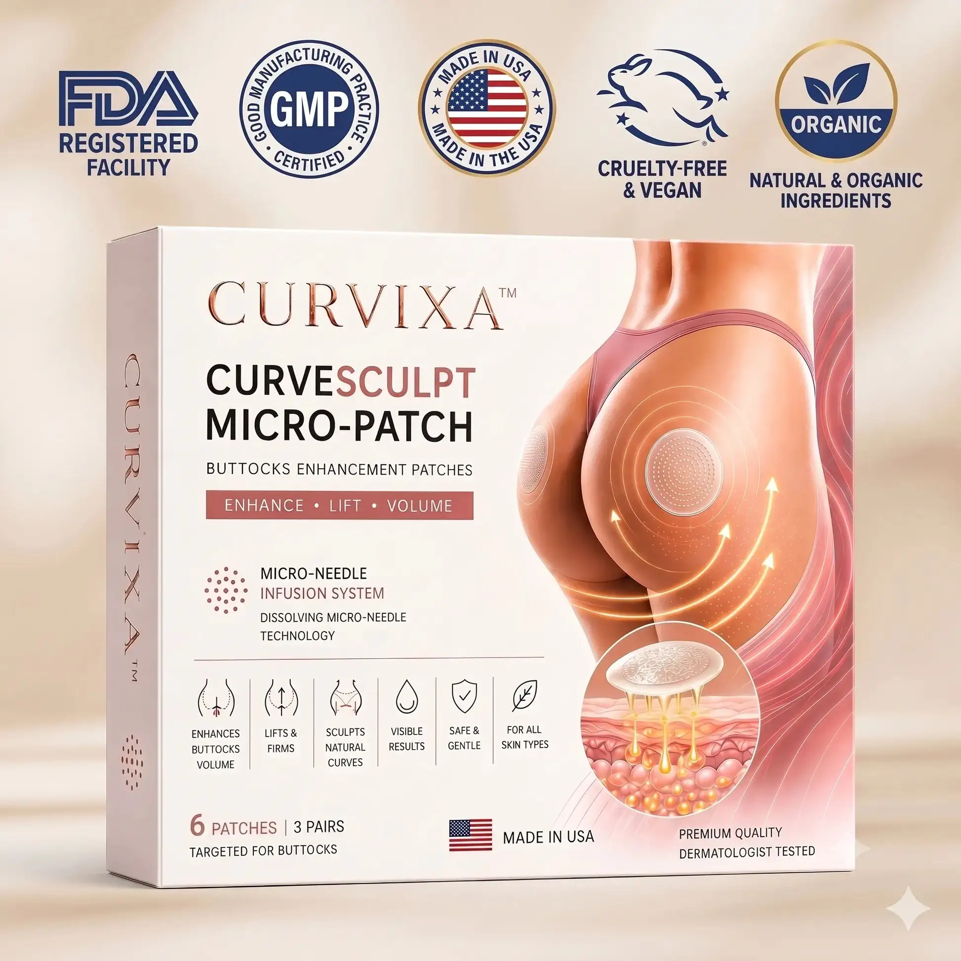 Curvixa™ CurveSculpt Micro-Patch ✦ Sculpt • Firm • Smooth Lower Body Curves ✦ Micro-Needle Infusion System
